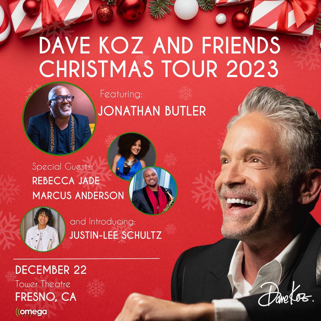 Just Announced: @DaveKozMusic and Friends Christmas Tour 2023 featuring @JButlerGuitar and special guests @ladyrebeccajade , @mandersonsax and introducing Justin Lee Schultz on Friday, December 22. Tickets on sale now: towertheatre.ticketsauce.com/e/dave-koz-and…