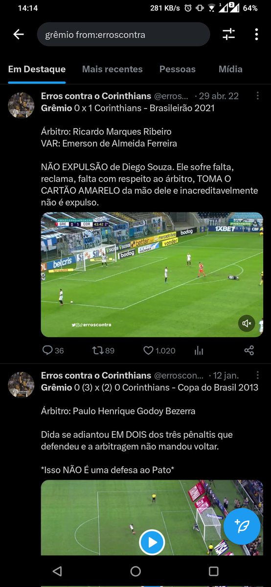 Erros contra o Corinthians tweet media