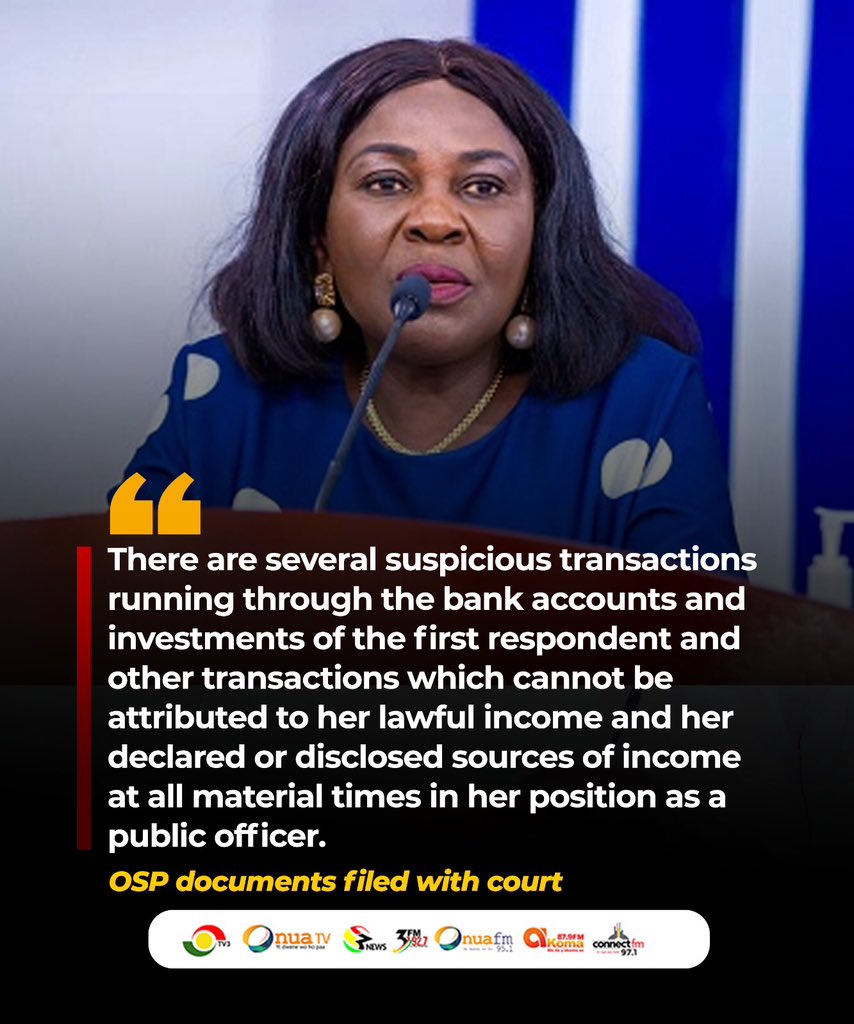 The Office of the Special Prosecutor has made further disclosures about the cash discovered at the residence of former Minister of Sanitation Cecilia Abena Dapaah.

#3NewsGH