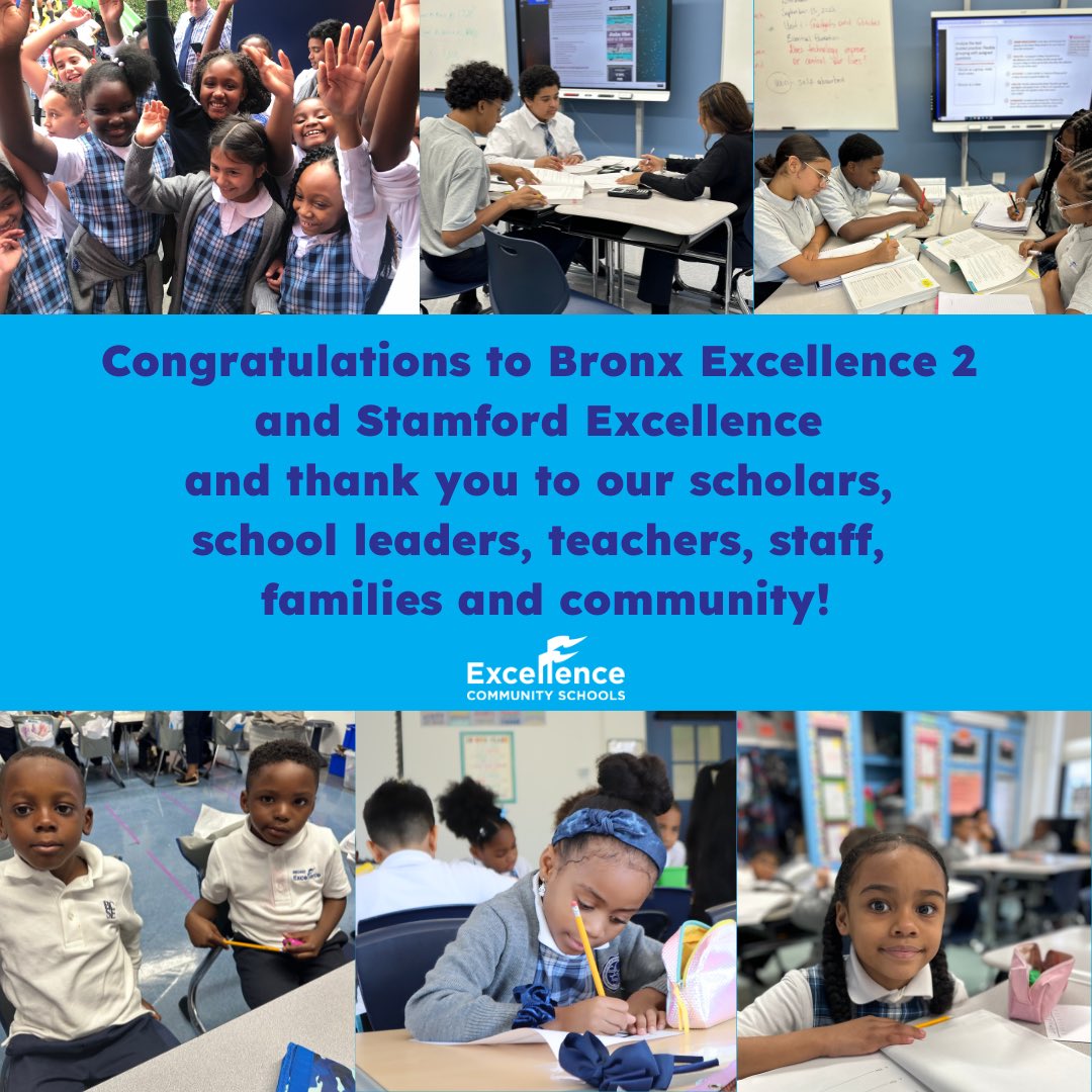 Excellence Community Schools (@excellenceschs) on Twitter photo Today we celebrate that Bronx Excellence 2 is a 2023 National Blue Ribbon School and that Stamford Excellence is a 2023 National Blue Ribbon School—congratulations and thank you!!
#NBRS2023 <a href="/NatlBlueRibbon/">National Blue Ribbon</a>
x.com/NatlBlueRibbon Today we celebrate that Bronx Excellence 2 is a 2023 National Blue Ribbon School and that Stamford Excellence is a 2023 National Blue Ribbon School—congratulations and thank you!!
#NBRS2023 <a href="/NatlBlueRibbon/">National Blue Ribbon</a>
x.com/NatlBlueRibbon