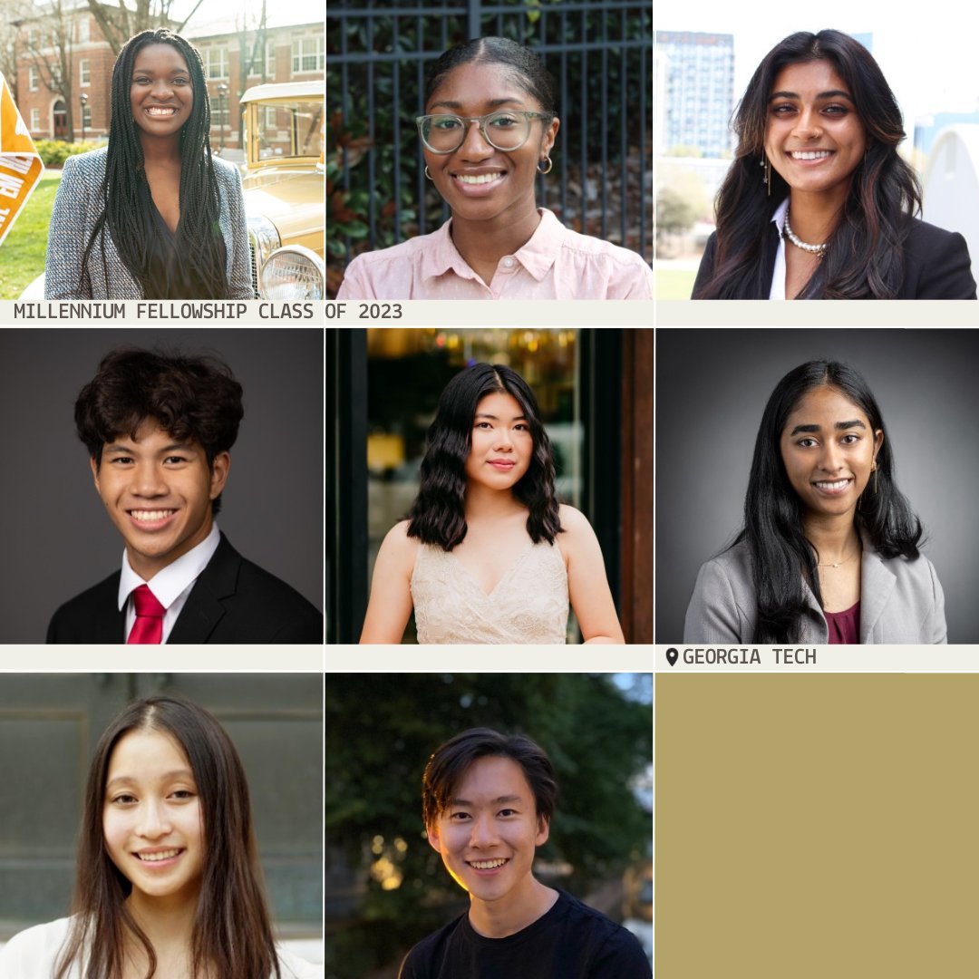 gtundergrad's tweet photo. Congratulations to the 22 Georgia Tech students selected for the 2023 Class of the Millennium Fellowship. The fellowship is an exclusive program that brings together 4,000+ university undergraduates from across the globe.

🔗 https://t.co/RMpZfj0RuU

#MillenniumFellowship https://t.co/zSBZWkr0WH