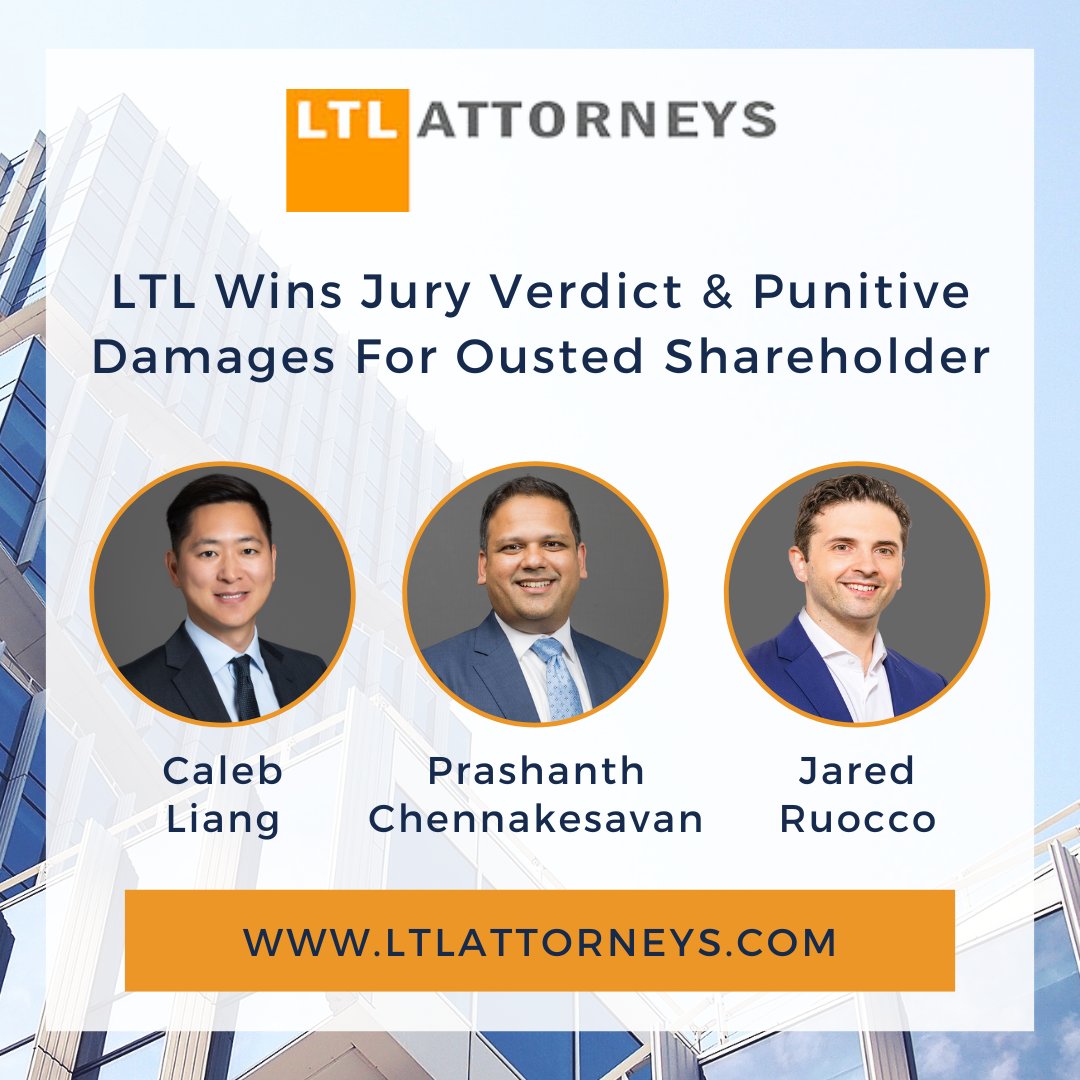LTL Attorneys recently secured a significant trial win on behalf of acclaimed chemist Dr. Anton Toutov. Dr. Toutov was awarded 100% of the damages he sought, plus punitive damages against his former business partners in KorvaLabs.

Read more
ltlattorneys.com/firm-news/ltl-…

#LTLAttorneys
