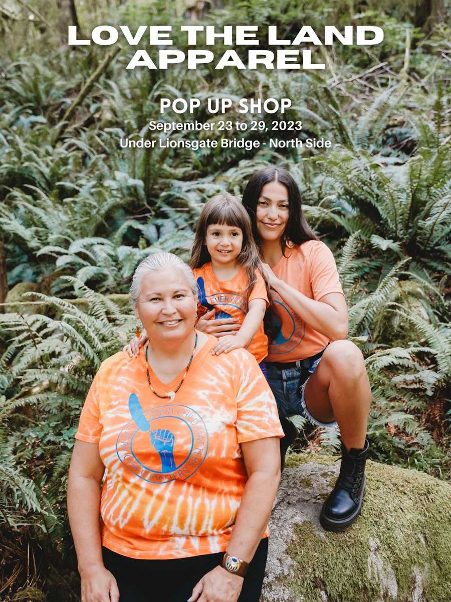 LAST CHANCE to visit us under Lionsgate Bridge - on the north side!

Sept 23 &amp; 24, 10am - 6pm
Sept 25 to 29, 12pm - 8pm

You may also order online at lovetheland.ca

#simayaphotography #simayatography #lovethelandapparel #TalaysayTours #OrangeShirtDay #orangeshirt