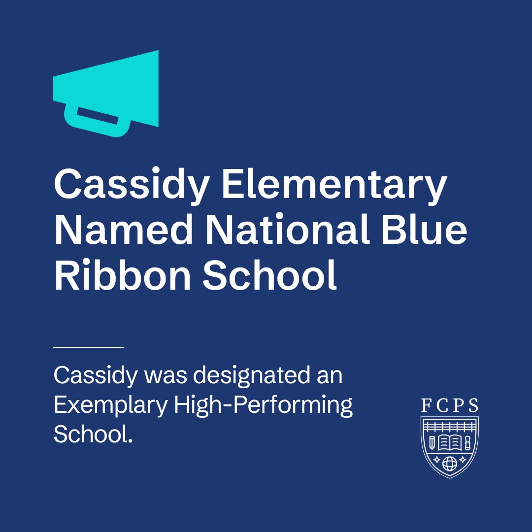 FCPSKY's tweet photo. 📣 Cassidy Elementary has been named a National Blue Ribbon School!

👉 https://t.co/nkPc4h1xma" https://t.co/IcRSSSDvK9