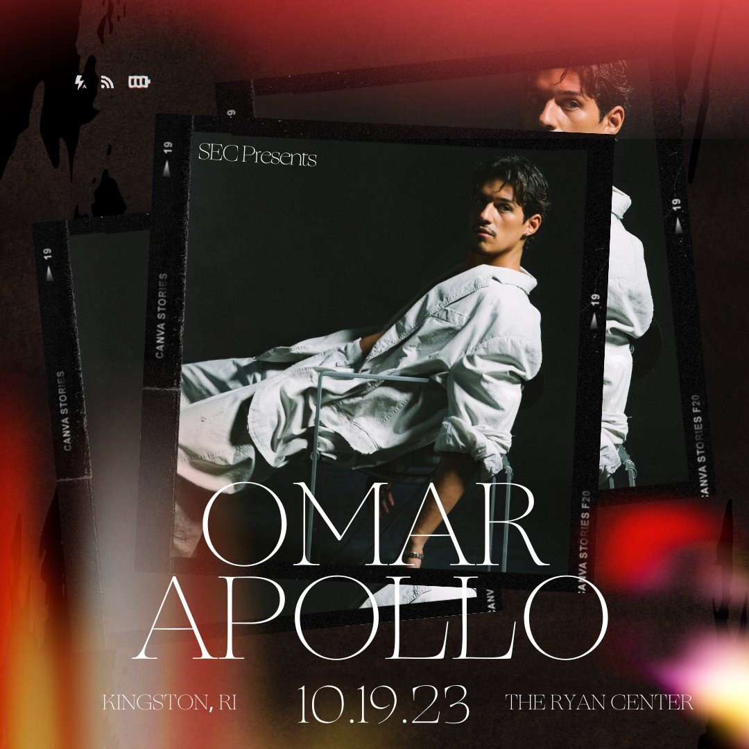 TheRyanCenter's tweet photo. 🚨JUST ANNOUNCED🚨  
@URISEC is excited to announce that Omar Apollo will be coming to the Ryan Center on October 19th!  

Tickets for the general public will go on sale on Friday at 10:00 AM on the Ryan Center website!🎫 https://t.co/nvzyrWzUuG
