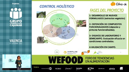 anacanoarribas's tweet photo. Belén Tamargo de @Cooplliria ha explicado en #Wefood-2023 el Proyecto #Cítric-sà, cofinanciado por la @GVAavi, que cuenta con la participación de @aimplas, #IAM @UPV e @idainature y la colaboración de @CoopsAgroCV. Una apuesta innovadora para la gestión integrada de plagas. https://t.co/FsQr0gg0zI