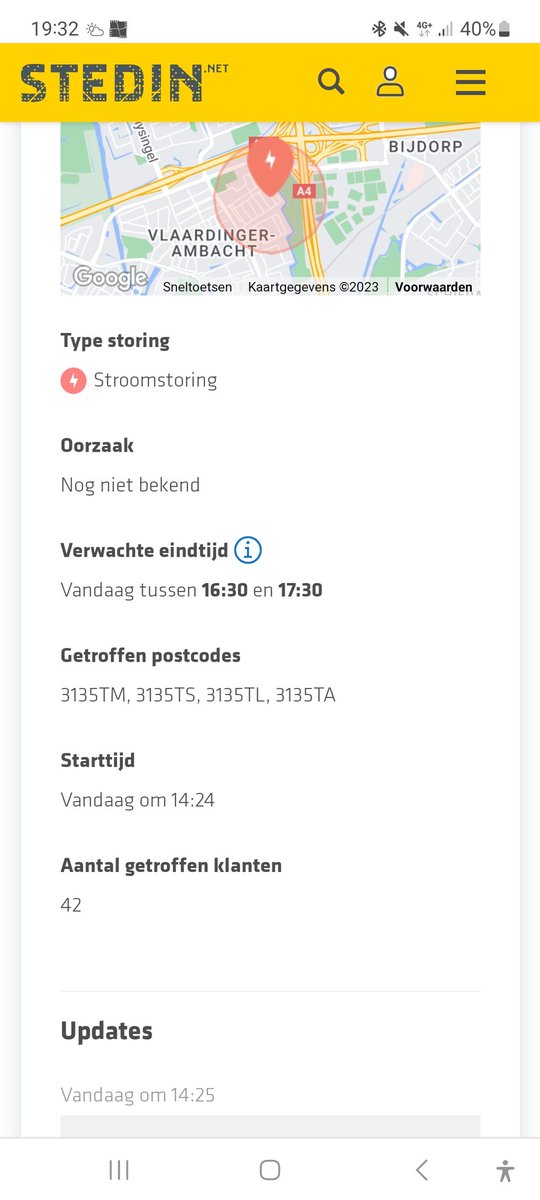 Geloof niet dat 17:30 uur gered wordt. 19:30 nog geen stroom #stedin