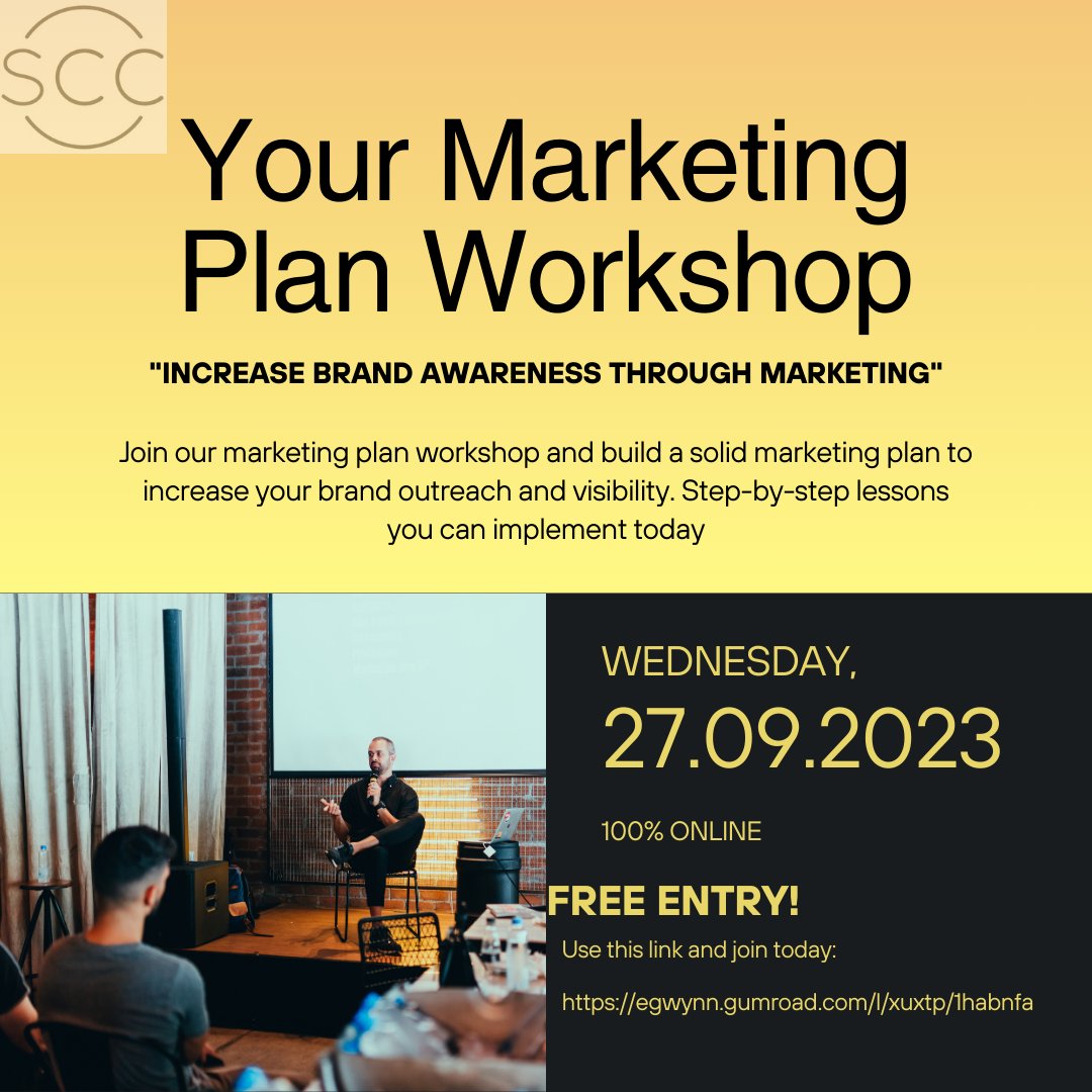 Been thinking about starting a new business or side hustle next year?

Why wait – you can begin thinking about and creating a marketing plan right now. 

You can get started right now with the “Your Marketing Plan Workshop” happening on September 27th.

This workshop will help