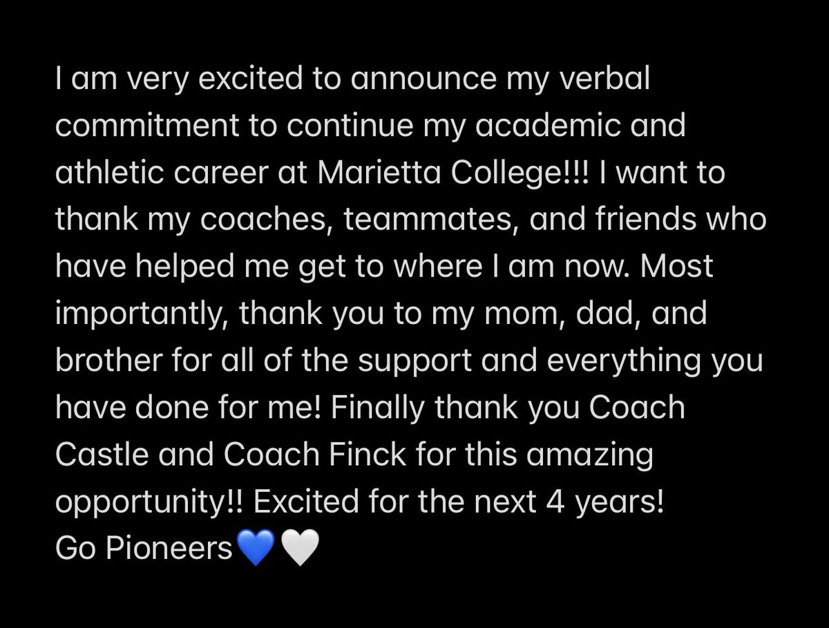 vellerbrock4's tweet photo. Excited to announce my verbal commitment to Marietta to continue my academic and athletic career!! Thank you Coach Castle and Coach Finck for this opportunity!! Go Pios💙🤍@ettasoftball @TeamOhioWhite
@micaelaminner https://t.co/cevyXlaYoX