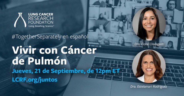 Latinamd's tweet photo. 🚨 Únete a nosotros para una charla sobre el cancer de pulmón este 

📆Jueves, 21 de Sept
⏰12-1pm ET.

Con @COlazagasti @SylvesterCancer @AnaVManana @UCSFCancer 

@lcrf_org 

#TogetherSeparately en Español https://t.co/e9DLU8Maas… https://t.co/hKQObcylI4