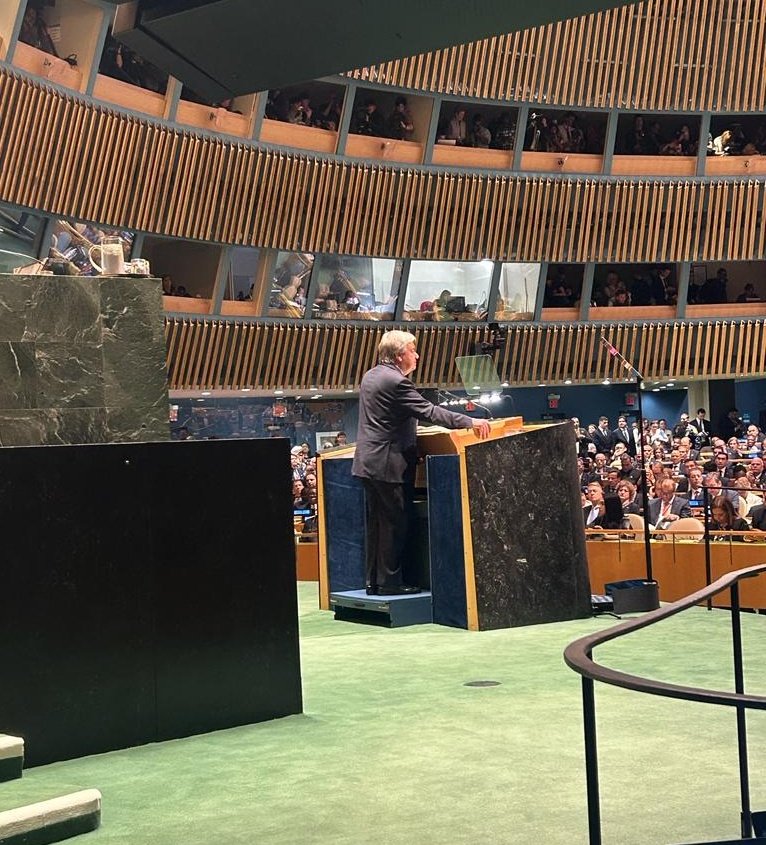 .<a href="/antonioguterres/">António Guterres</a> warns world leaders: 

Our world is becoming unhinged.

Geopolitical tensions are rising.

Global challenges are mounting.

And we seem incapable of coming together to respond.

#UNGA