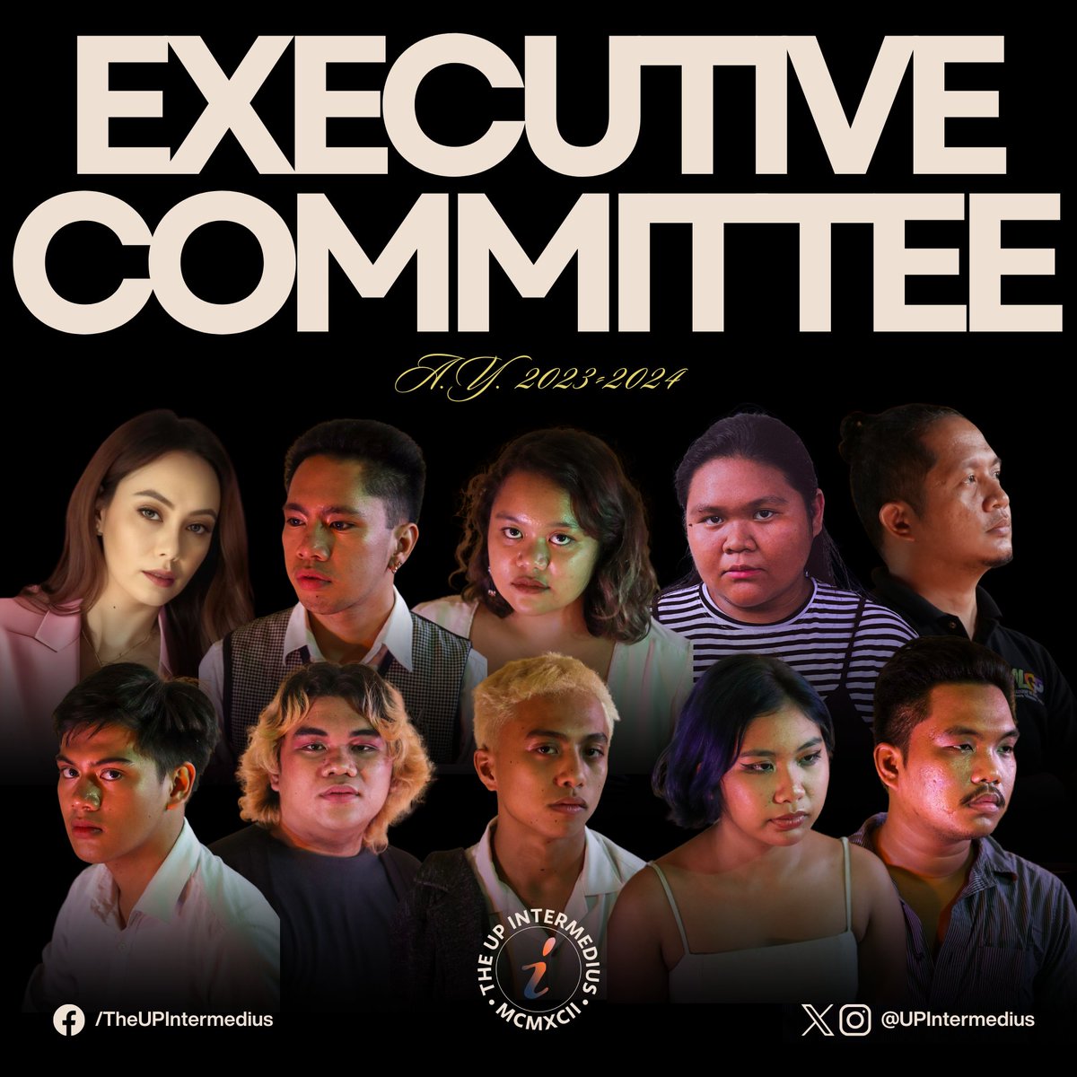 UPIntermedius's tweet photo. Paint the town red with these new and fresh faces🩸

Presenting the newly-elected Executive Committee and the Advisers of THE UP INTERMEDIUS this academic year 2023-2024. They are ready to serve you face cards that will never decline on the main stage. https://t.co/bxvehWE8Xt