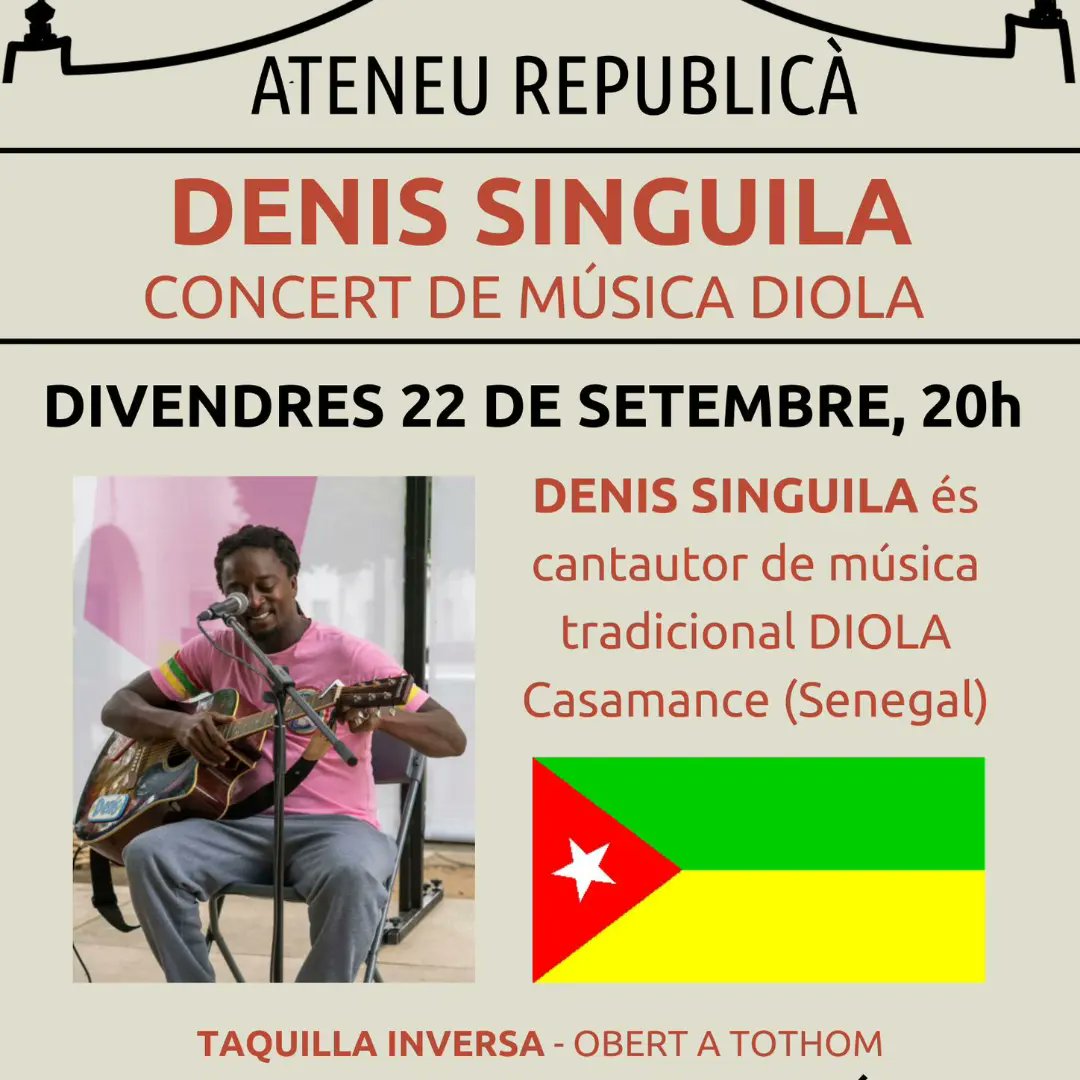 ateneubescano's tweet photo. Divendres 22 a les 8 del vespre, concert amb Denis Singuila, concert de música #diola #Casamance
Diumenge 24 a les 12h, inauguració de l’exposició del tren d’#Olot … SURT QUAN VOL …
Us esperem a l’ @ateneubescano!
Gràcies
#Bescanó https://t.co/G4tNP0hPKj