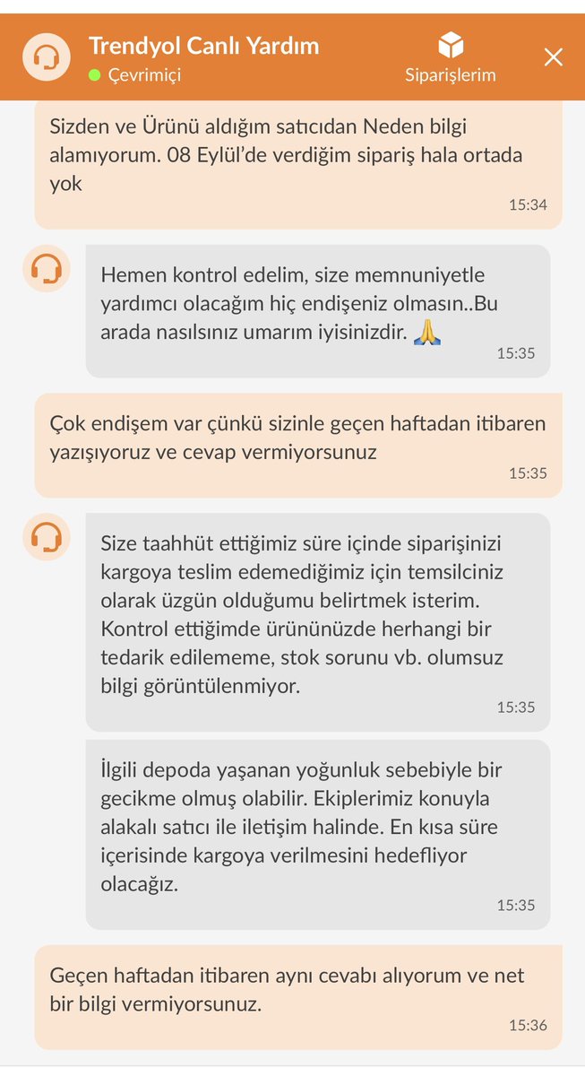 08 Eylül’de <a href="/Trendyol/">Trendyol</a> dan PullandBear marka ürünü, ödemesini yaparak yeğenime hediye aldım. Trendyol’dan aldığım bilgiyle Yeğene 11 Eylül’de teslim edilecek dedim. Trendyol her gün göndereceğiz diyor ORTADA ÜRÜN YOK
#AnlamVeremiyorum <a href="/zekikayahan/">Zeki Kayahan Coşkun</a> 
<a href="/pullandbear/">Pull&Bear</a> <a href="/TrendyolDestek/">Trendyol Destek</a>