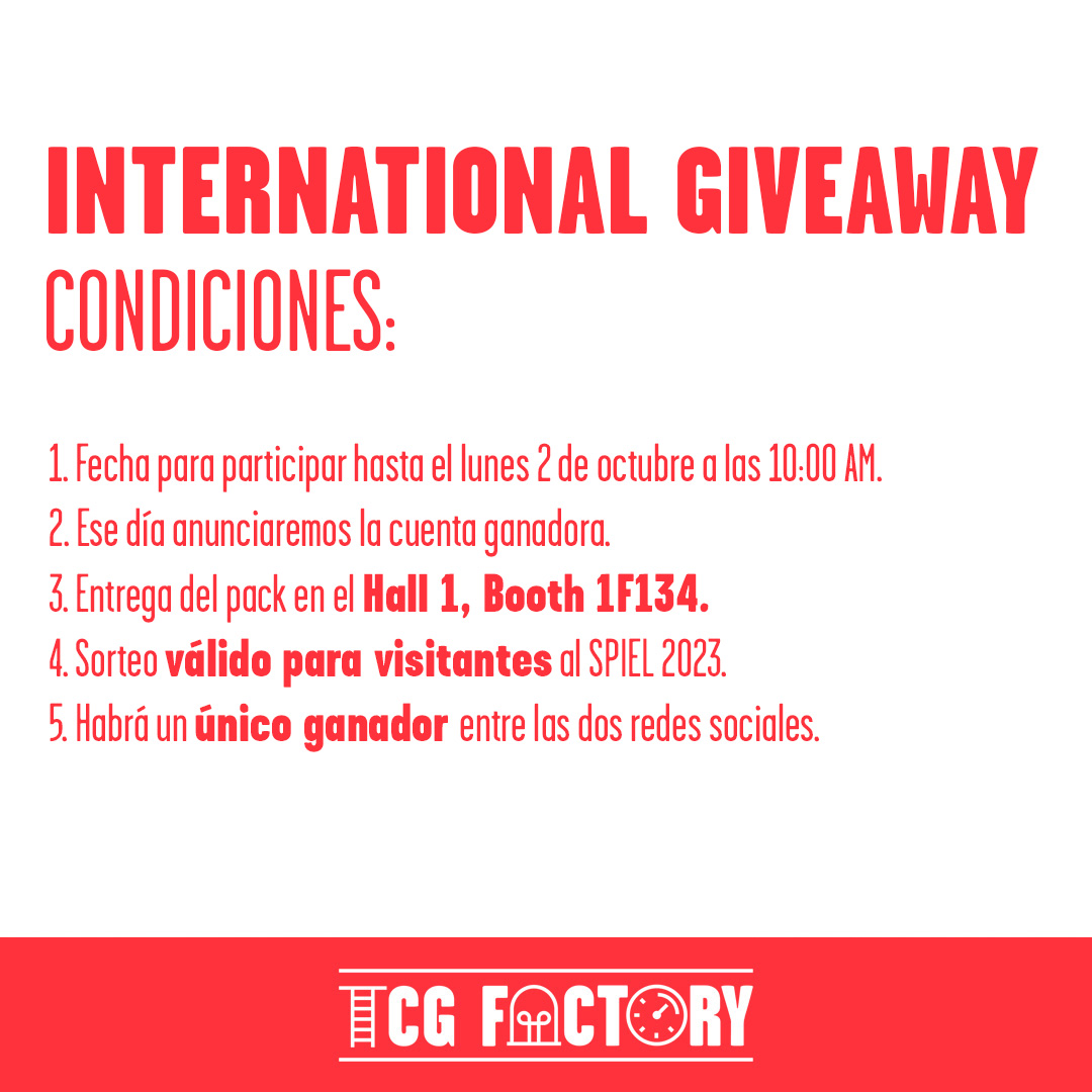 Tcgfactory's tweet photo. 🥳¡Comenzamos la cuenta atrás para SPIEL 2023!
⭐ ¿Quieres conseguir un pack de nuestros juegos de mesa ya publicados?
👀 En las imágenes te lo contamos todo
#interntionalgiveaway #Spiel23 #sorteo https://t.co/IKdeLgFQTk