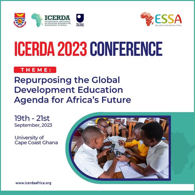 Ready for #ICERDA2023?
📅 Sept 19-21, 2023
📍 University of Cape Coast, Ghana @CapeVars
Join the International Conference on Education Research for Development in Africa!
Get involved in this experience.
#EducationForDevelopment #ResearchInAfrica #GhanaConference
@ESSA_Africa