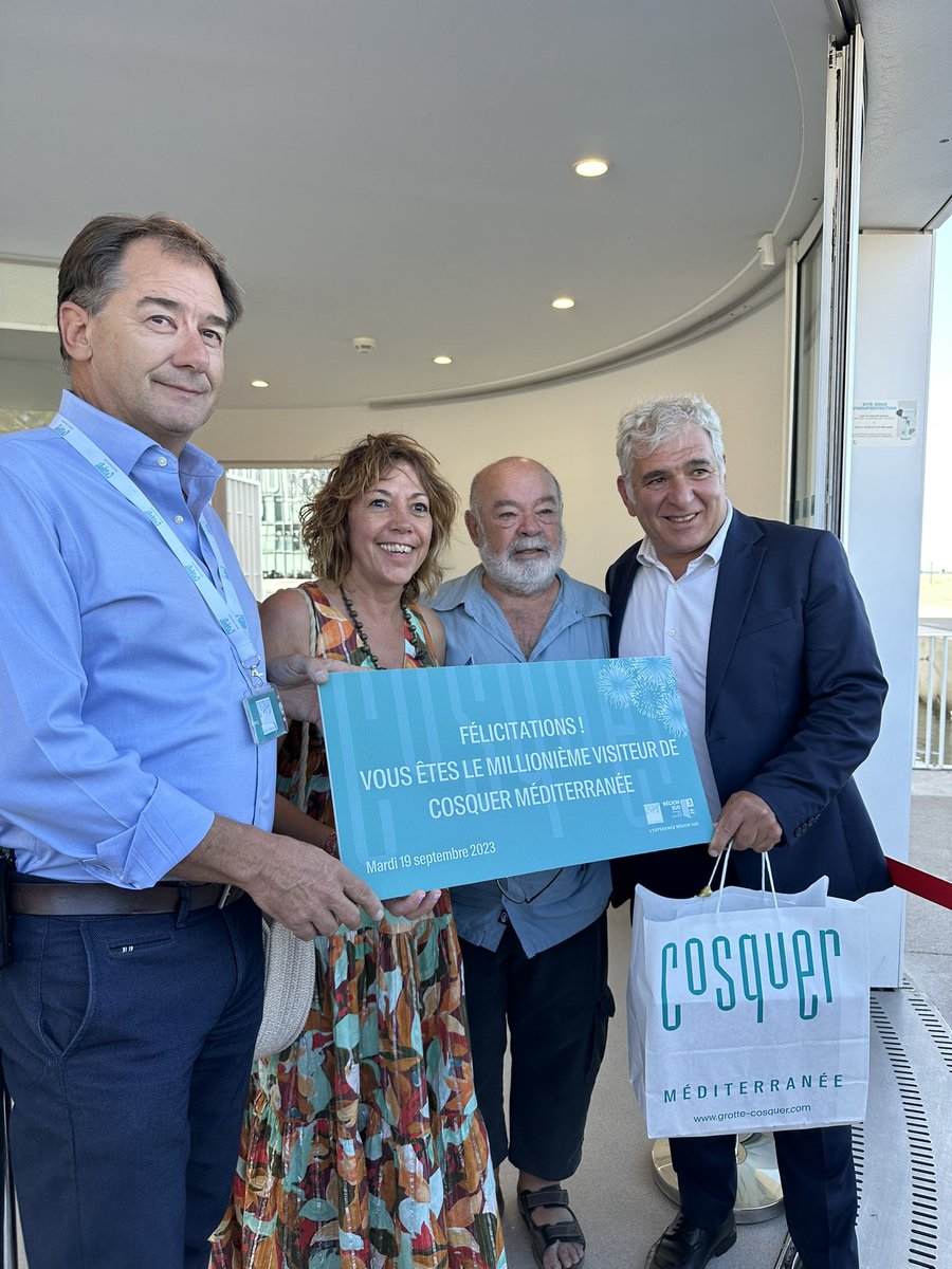 Région Sud (@maregionsud) on Twitter photo 🐧 Objectif atteint ce mardi 19 septembre 2023 à 15h ! Félicitations à Sandrine 1 000 000 visiteuse de la <a href="/grotte_cosquer/">Cosquer Méditerranée</a> ! L’ambitieux projet porté par la Région Sud et Kléber Rossillon a su conquérir le public ! 🐧 Objectif atteint ce mardi 19 septembre 2023 à 15h ! Félicitations à Sandrine 1 000 000 visiteuse de la <a href="/grotte_cosquer/">Cosquer Méditerranée</a> ! L’ambitieux projet porté par la Région Sud et Kléber Rossillon a su conquérir le public !
