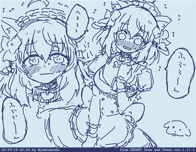 センちゃんにこういう衣装着せたらしばらく変な声で鳴いてそう #tegaki_dt 