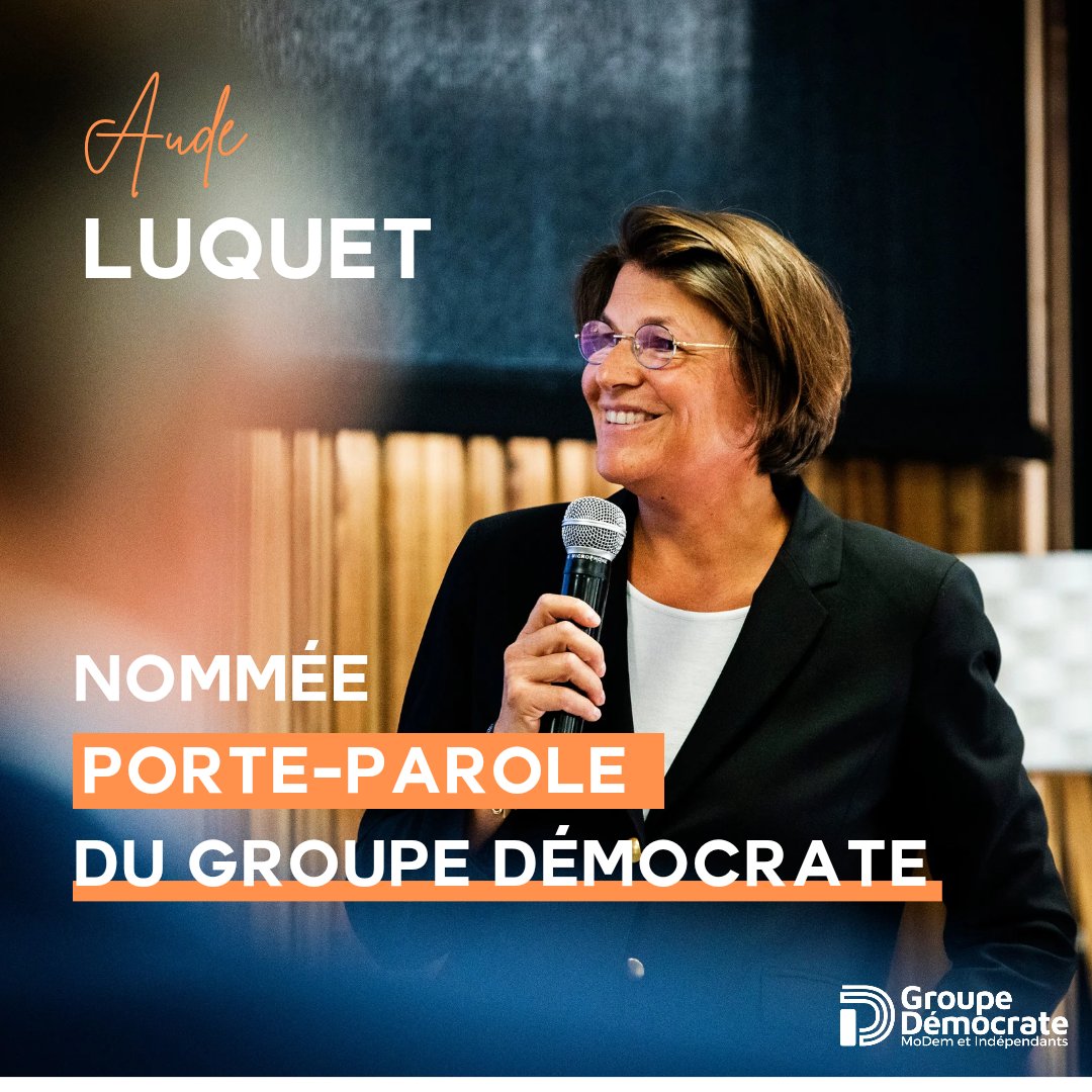 AudeLuquet77's tweet photo. Nouvelles responsabilités en cette rentrée parlementaire. Nommée porte-parole du groupe @DeputesDem, j'aurai à cœur de relayer notre action et nos travaux au-delà des murs de l'Assemblée nationale. #DirectAN https://t.co/Ar06byPfMt