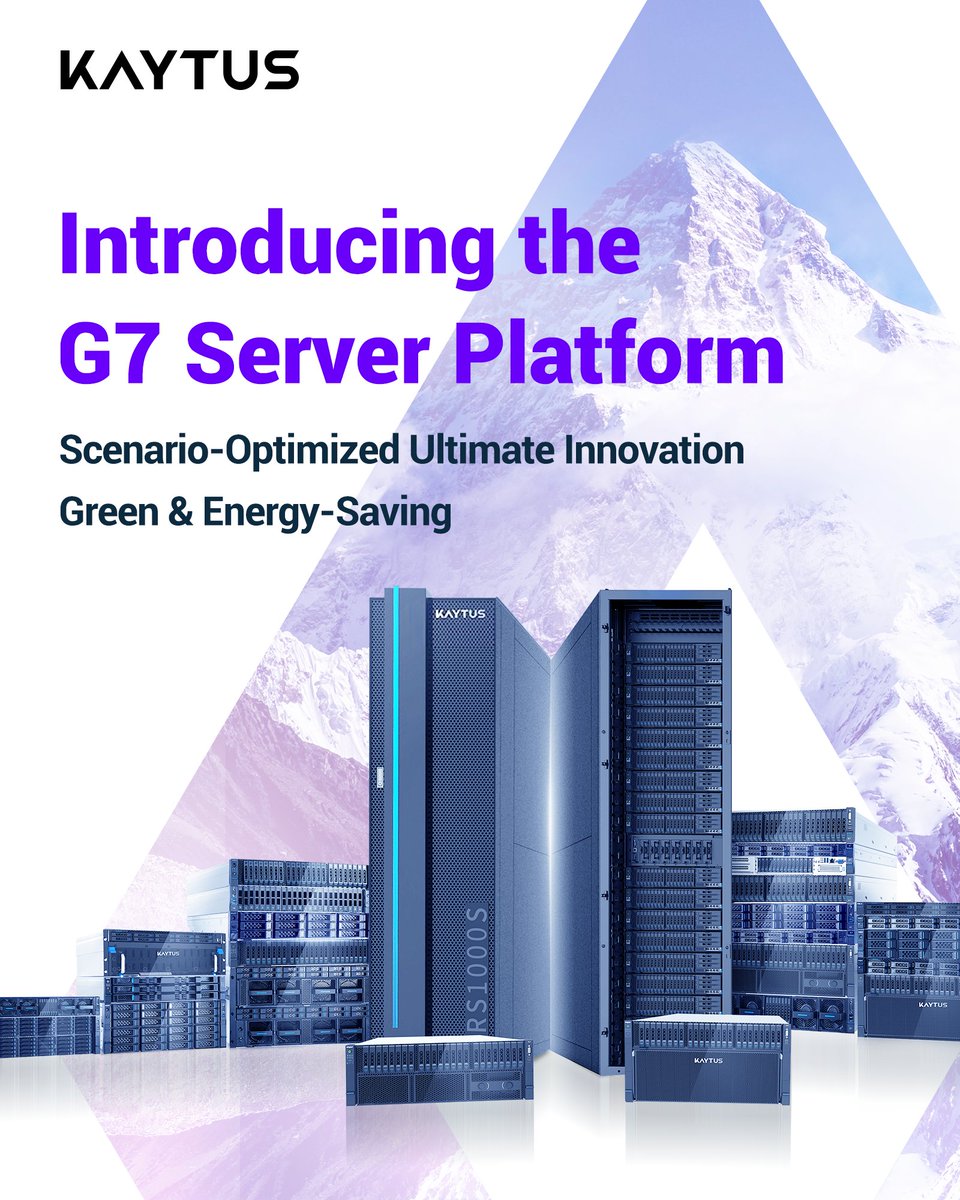 KAYTUS_'s tweet photo. A deep dive into the #KAYTUS G7 Server Family: up to 9x performance improvement for #AI, #cloud, and big data scenarios with PUE as low as 1.1, the trusted partner for excelling in real-world business scenarios and sustainable transformation. 
More at: https://t.co/h8WlBC1Rbk https://t.co/XXGntqQrCc