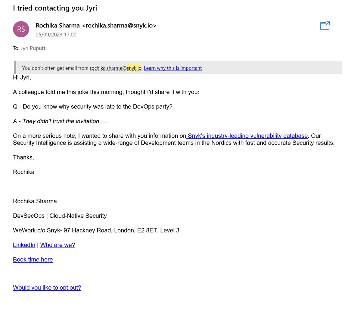 puputskov's tweet photo. If people don’t answer to your emails there is probably a reason for it and you should take a hint and stop sending them! @snyksec

So please remove me from your email lists and where ever else you have my contact information. I am not interested! #takeahint https://t.co/pPLtbno15d