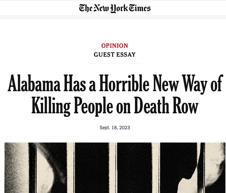 Bernard E. Harcourt (@bernardharcourt) on Twitter photo In a guest opinion essay <a href="/nytimes/">The New York Times</a>, I argue against the constitutionality of Alabama's decision to seek execution by nitrogen gas hypoxia for the men and women on death row. I argue it is cruel human experimentation: nytimes.com/2023/09/18/opi… | Open access: web.archive.org/web/2023091906… In a guest opinion essay <a href="/nytimes/">The New York Times</a>, I argue against the constitutionality of Alabama's decision to seek execution by nitrogen gas hypoxia for the men and women on death row. I argue it is cruel human experimentation: nytimes.com/2023/09/18/opi… | Open access: web.archive.org/web/2023091906…