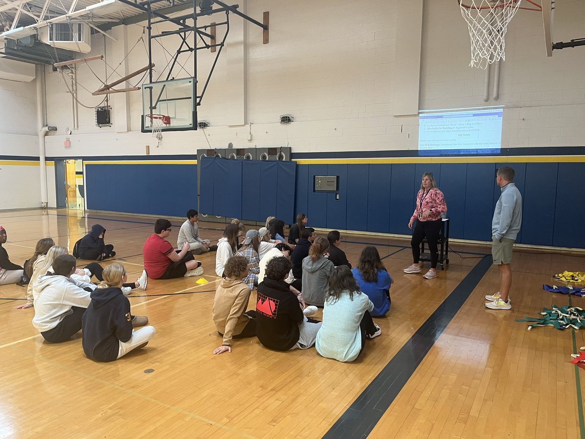 Ranger_Sports's tweet photo. Mrs. Nentarz and Mr. Harter getting our HS PE class ready for some flag football! #LifetimeActivity #LockedIn https://t.co/90kmVGDT0l
