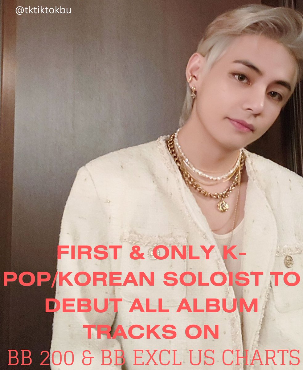 📊•Taehyung becomes the First and Only Korean Soloist to debut all tracks in an album simultaneously on Billboard Global 200 and Billboard Global 200 Excl. US Charts.

Congratulations Taehyung❤️‍🔥
#V_Layover