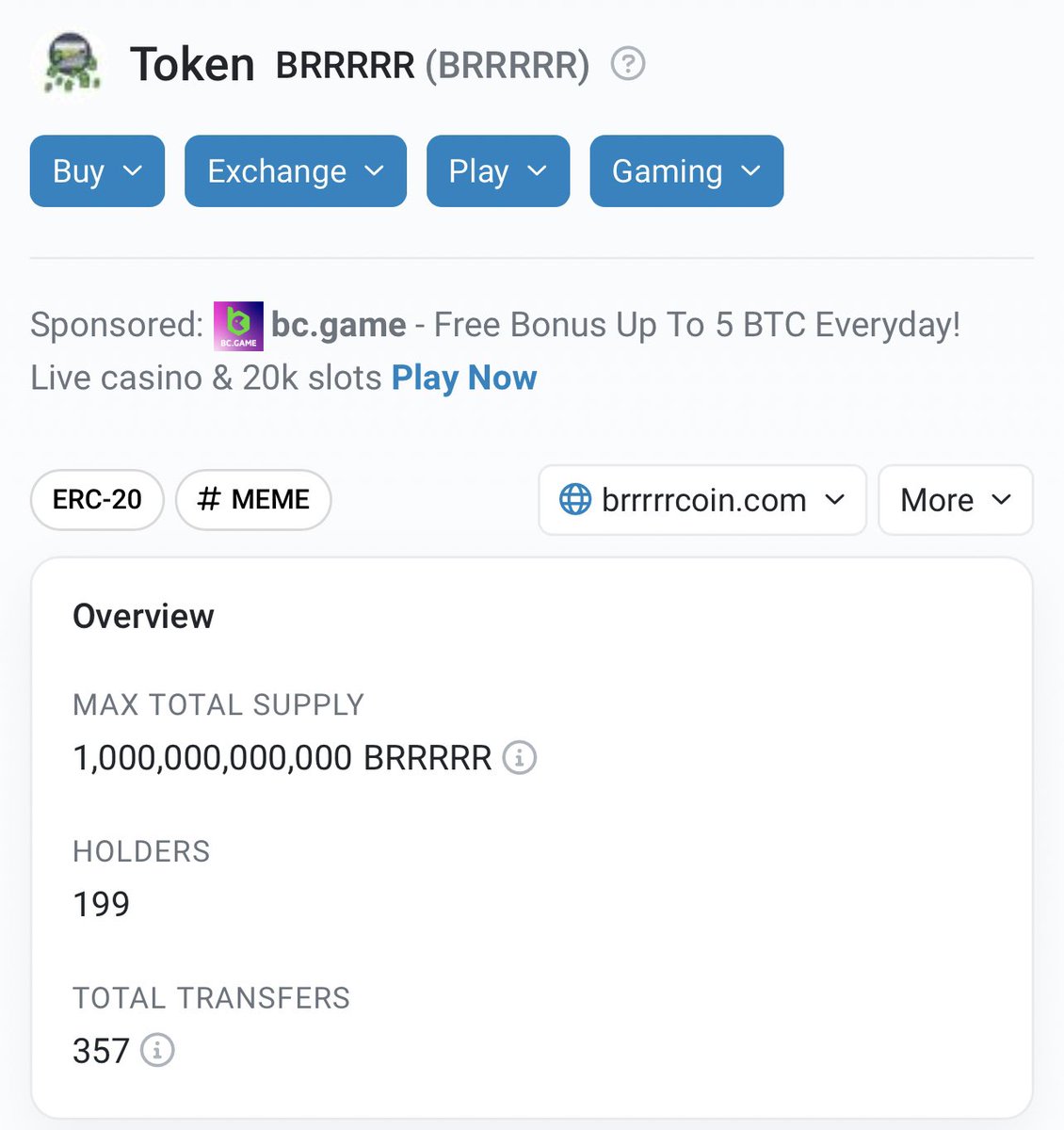 BRRRRRETH's tweet photo. ⭐️The BRRRRR token tracker just got a upgrade! You guys can search for ‘BRRRRR’ on EtherScan and you will see us with important social links. Check out the slick upgrades here:

https://t.co/cadBRxVTLw

Get Ready for a bullish ride to the moon! https://t.co/8il4QXxtwT