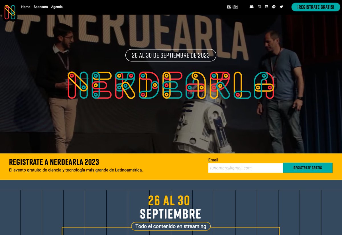 MoureDev's tweet photo. No falta nada para @nerdearla, el próximo gran evento de nuestra comunidad tech!

🆓 Es 100% gratis, en formato online y presencial
🗓️ 26 al 30 de septiembre
🗣️ +150 speakers (tendrás charlas de @rita_codes, @pablokbs, @midudev...)

Regístrate desde:
👉 https://t.co/WexJR72FbY https://t.co/VLWc0jcGQ7
