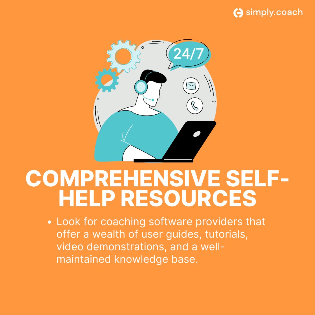 SimplyCoachHQ's tweet image. 3. Comprehensive Self-help resources

#customersupport #coachingsoftware #B2B #coachingbusiness #coachingtechnology #SimplyCoach #lifecoach #businesscoach #leadershipcoach #executivecoach
