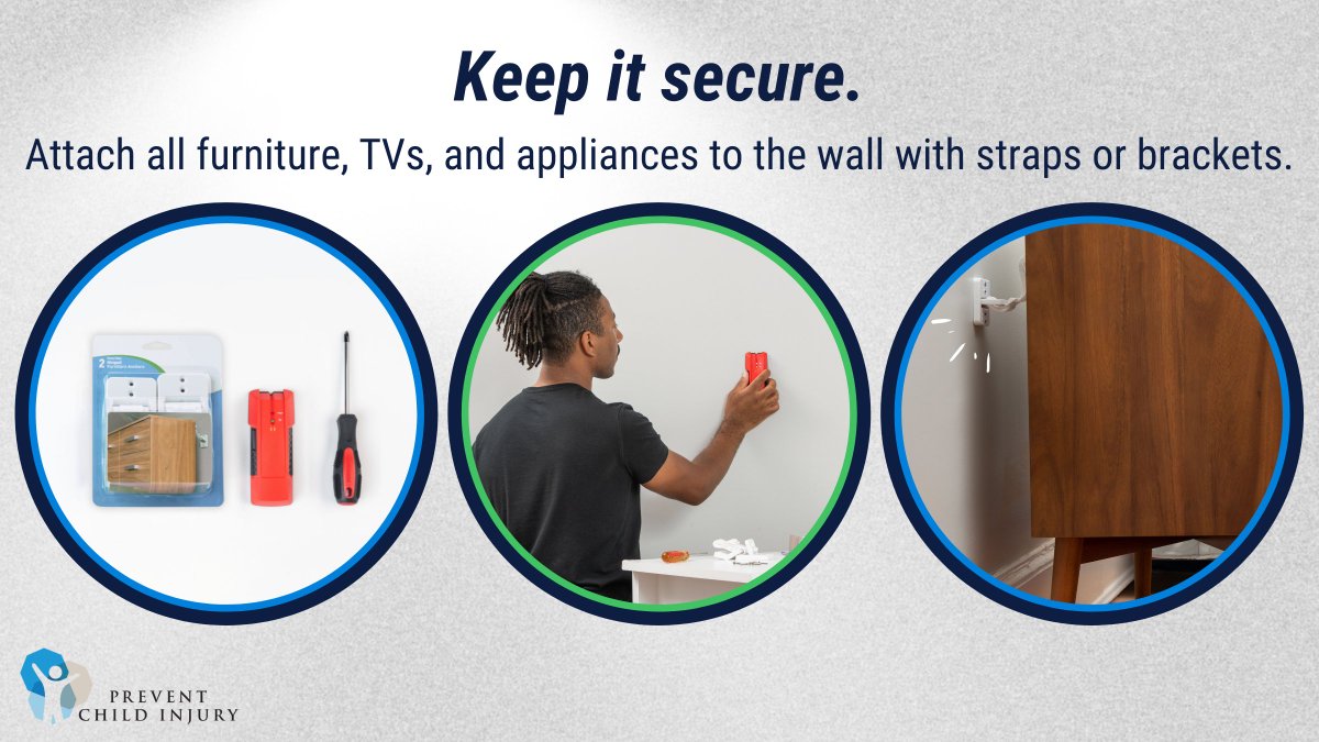 JHCCTraumaBurn's tweet photo. #FallsPrevention Tip 7 – secure TVs and furniture to the wall to prevent a #TVTipOver or #FurnitureTipOver. https://t.co/2AZo9fbyKc