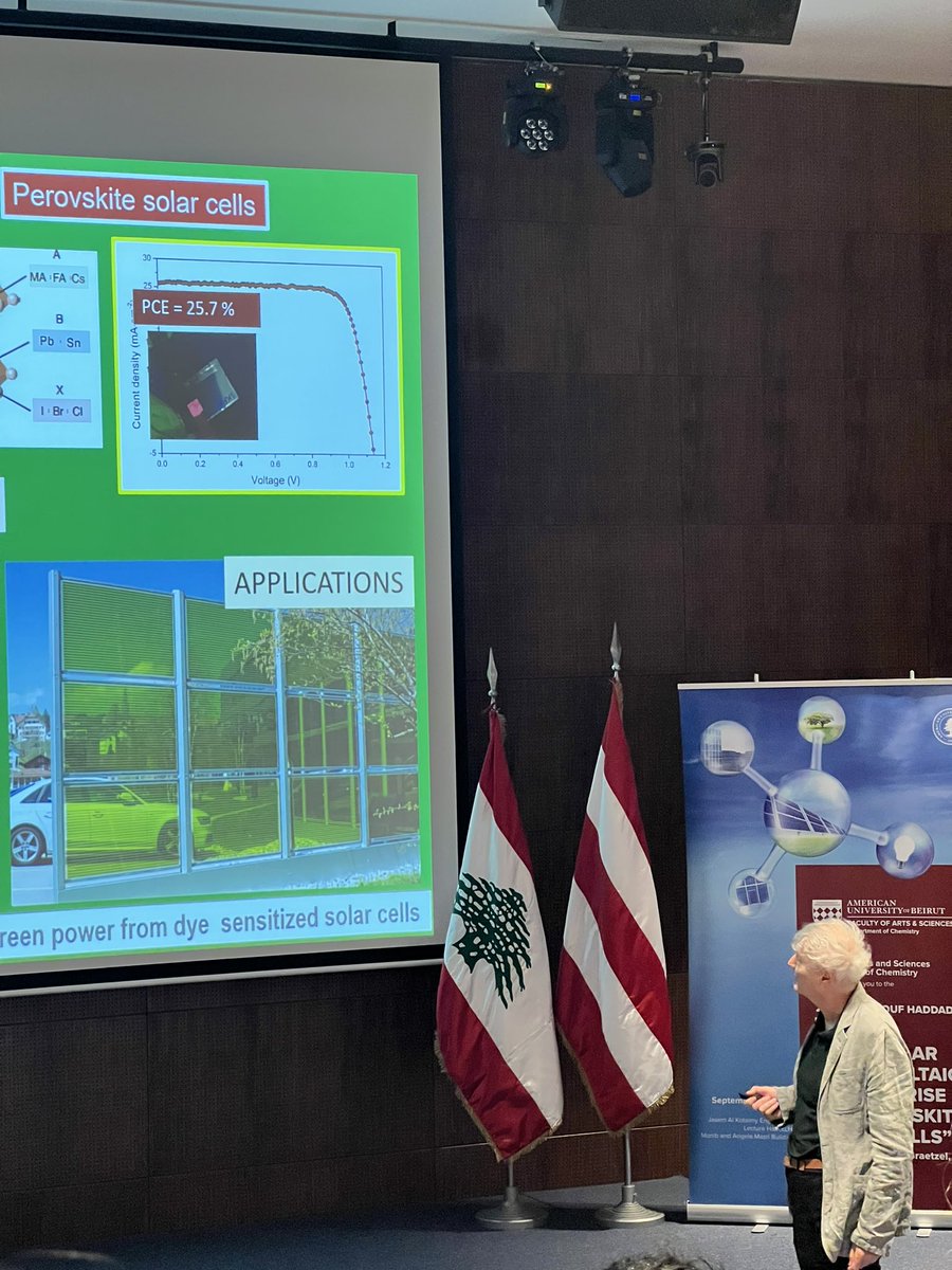 Prof. Graetzel develops photosystems for the generation of electricity and chemical fuels from sunlight. He is very well known for his discovery of mesoscopic dye sensitized solar cells.
#MakhloufHaddadin
#MichaelGraetzel
#TrEd
@aub_Lebanon
@BilalRKaafarani