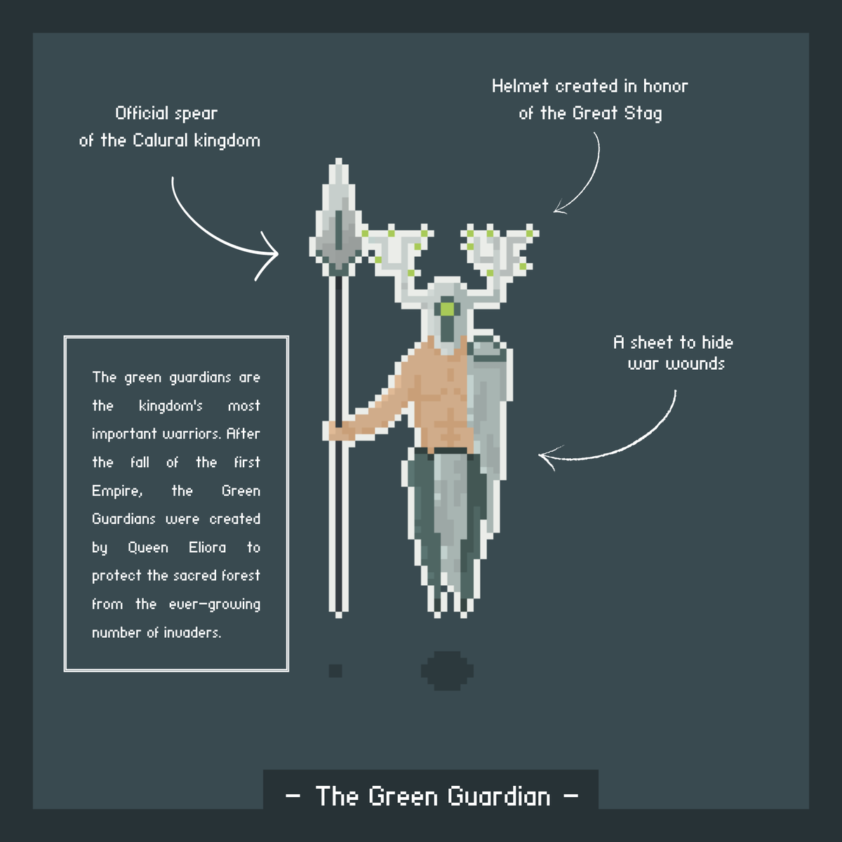 Ami_pixel's tweet photo. The Green Guardian.
#pixelart #story #art #game #gamedesign #characterdesign #pixel #pixelmag https://t.co/knk2kGrlzZ