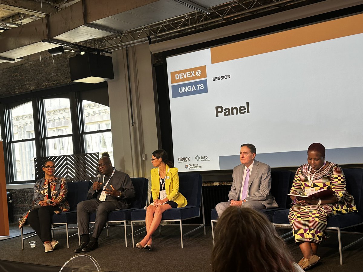 @MEtiebetMD moderating the @devex MSD session on working together with private sector to reduce preventable deaths. Financing, volume guarantees- are untapped opportunities to get private entities to participate in solving local problems @FP2030Global #UNGA78 @Monica_Kerrigan