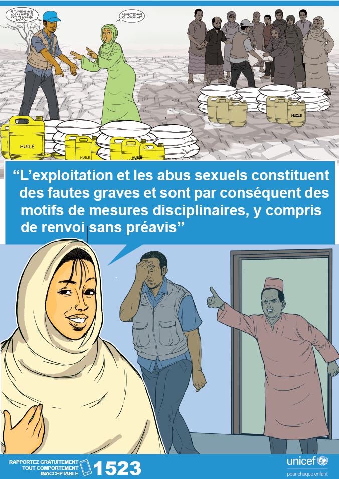 UNICEFDjibouti's tweet photo. 🚫l Exploitation et abus sexuels 

✋🏽 L’exploitation et les abus sexuels constituent des fautes graves et sont par conséquent des motifs de mesures disciplinaires.

❌ Ce sont des actes inacceptables et interdits.

📞 Appelez le 1523 si vous voyez un comportement inacceptable. https://t.co/cxrj8kDoLI