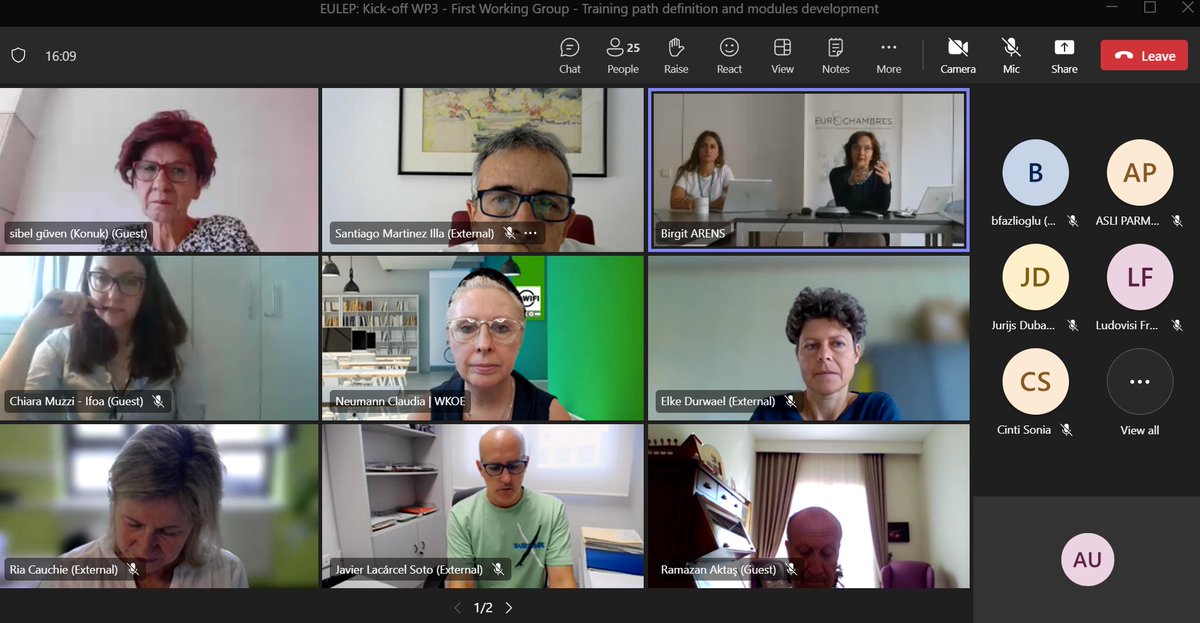 Partners Working Group Meeting under WP3
EULEP Partners met last Tuesday, 12 September, in order to start defining the Training Paths for AI, VR and SI. They will collaborate in 3 Working Groups to develop the courses in the 3 subjects.