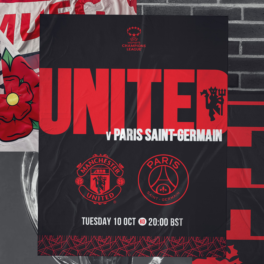 ManUtdWomen's tweet photo. ℹ️ A date for our #UWCL first leg against PSG has been confirmed, Reds! 🔴

Make sure to get it in your diaries! 📅  

#MUWomen