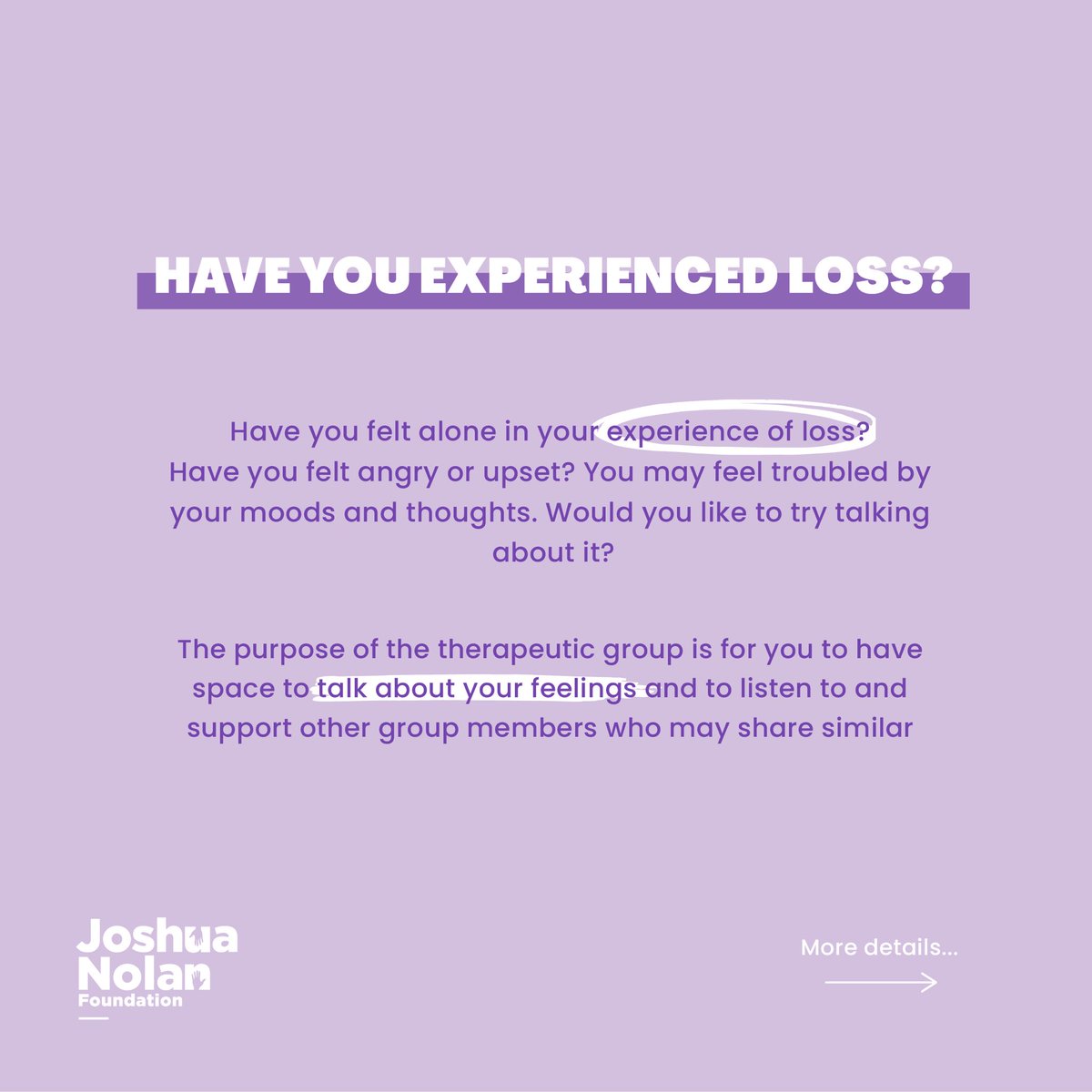 TheJNF's tweet image. ✨Introducing GROUP THERAPY

We are now offering group therapy session for women!

These sessions are FREE and are available from Oct to Feb.

To register your interest please contact Mia, our qualified therapist: miazielinska@joshuanolanfoundation.org

#grouptherapyforwomen