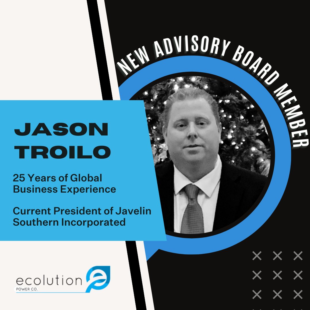 EcolutionPower's tweet photo. We’re excited to welcome Jason Troilo to our Advisory Board! With 25 years of experience, Jason brings an impressive portfolio of accomplishments in the chemicals and coatings, consumer products, and automotive industries. We look forward to his contributions to the team! https://t.co/KEouZXif7G