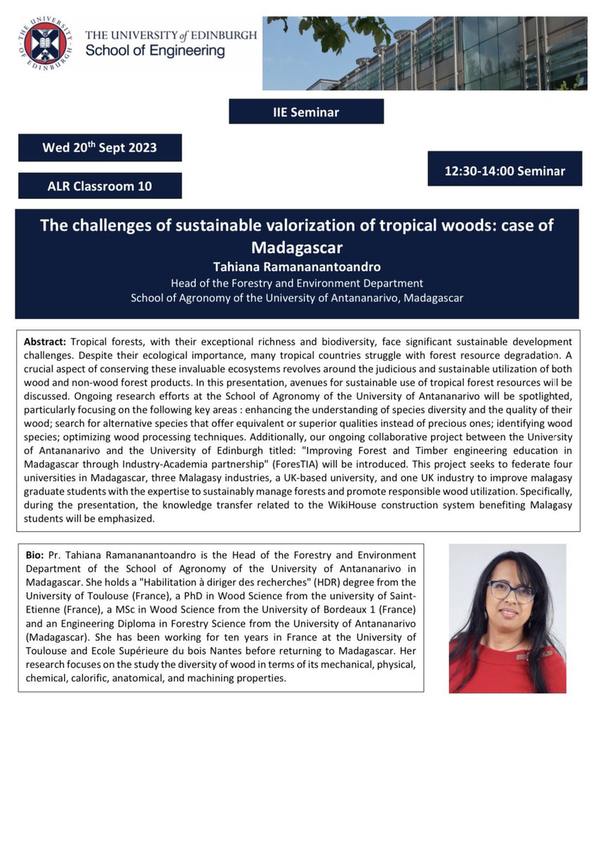 tahianarama's tweet photo. IIE seminar tomorrow 20th of September 12:30 at @SchoolOfEng_UoE  with @TReynoldsUni  @yuner_huang @ChrisTSBeckett https://t.co/mmGsoPxqTU