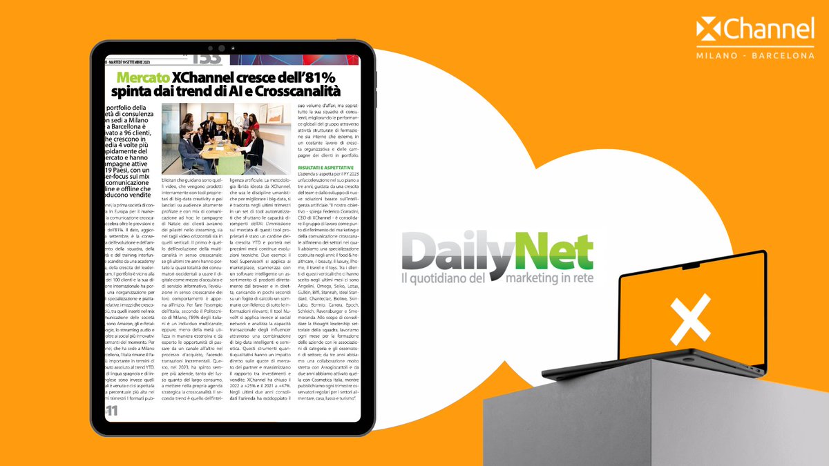 XChannelTweet's tweet image. L'accelerazione di #XChannel è favorita da 2 #trend in atto sui mercati europeo e americano: #AI e #Crosscanalità portano l'azienda a +81% di crescita.

Leggi l'articolo completo su #DAILYNET