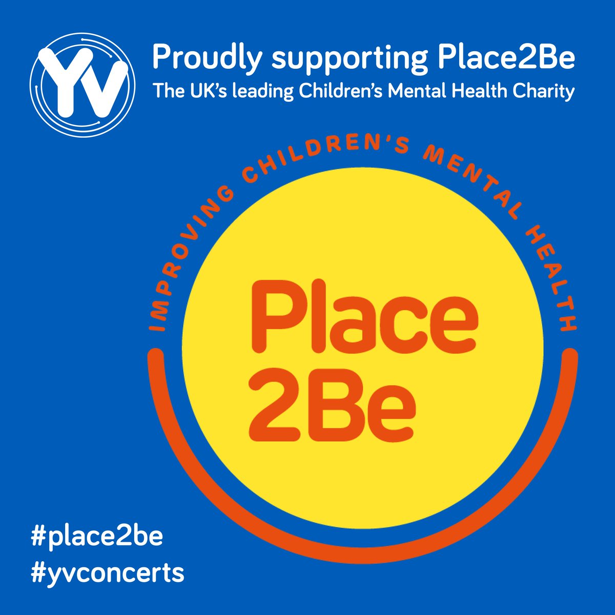 YVconcerts's tweet photo. We are overjoyed to announce that once again YV will be supporting Place2Be. Together, our goal is to raise over £50,000 to ensure that Place2Be can continue providing essential support for children when they need it most. https://t.co/xk4KkrJ1AB