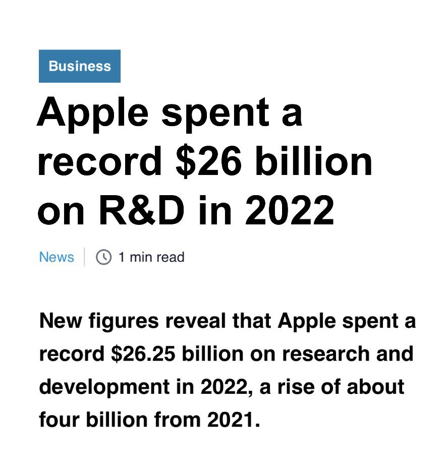 ParadigmaEdu's tweet photo. A Apple investiu mais de 100 BILHÕES de reais em pesquisa e desenvolvimento no ano passado.

O iPhone 15 é 1 grama mais leve que o anterior. https://t.co/2NwGCmpHpD
