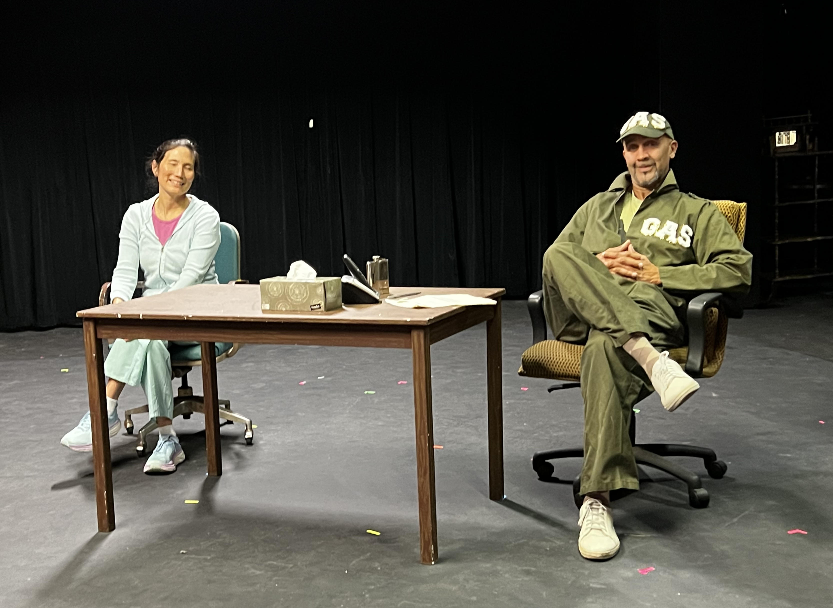The One-Act Festival is back, and so is our main stage! Five short plays will be performed at our Woodmoor theatre September 22-October 1.
Helen Mao and Brett Murray appear in "Banana Brains" by Em German. 
For information on the Festival, visit ssstage.org/2023-one-act-f…