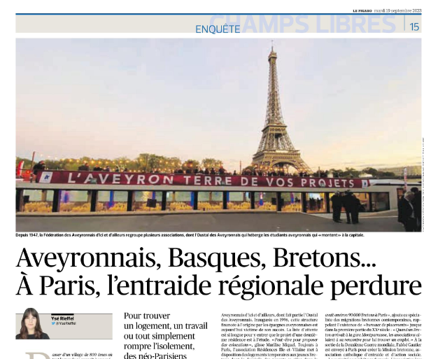 "Passer d'un village de 800 âmes où tout le monde se connaît à une mégalopole de 12 millions d'habitants, c'est plutôt intimidant."   

Récit d’une entraide régionale historique dans la capitale à lire dans <a href="/Le_Figaro/">Le Figaro</a> d'aujourd'hui. 

lefigaro.fr/actualite-fran…