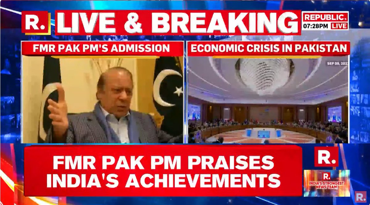 republic's tweet photo. #BREAKING | "India is on the moon but Pakistan is begging," former Pakistan PM Nawaz Sharif praises India's achievements.
#Pakistan #India #NawazSharif #PakistanNews #FormerPakistanPM
WATCH #LIVE here-https://t.co/5C8MAHsMNQ https://t.co/exsZWW0dPj