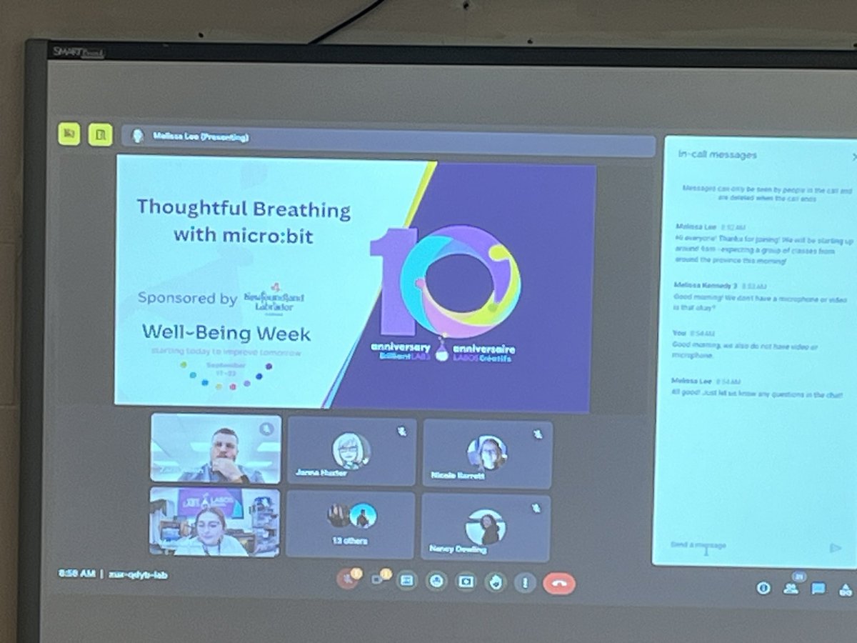 MmeDewling's tweet photo. Thank you @brilliant_labs for the session this morning teaching us how to use technology to focus our breathing and reduce stress! @EDU_GovNL @mpipanthers @NLESDCA @microbit_edu #WellBeingWeekNL https://t.co/DP9dfJbRX0