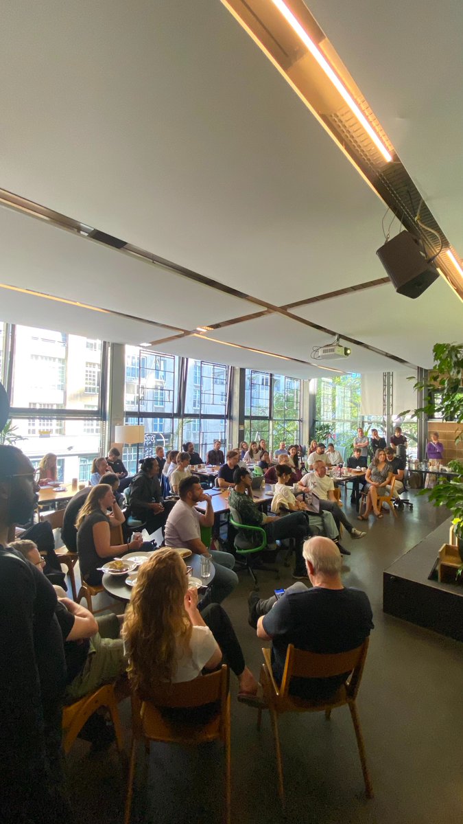 betahaus's tweet photo. Sunny #betabreakfast with CEO & co-founder @madmoselle sharing betahaus' 14-year journey fostering community and entrepreneurship. Thanks to @christophfahle and @itsgillord. Grateful to all who joined and our partners from #CoworkingFestival! 😎 #alwaysinbeta #coworking #berlin https://t.co/VC2tdVQlnw