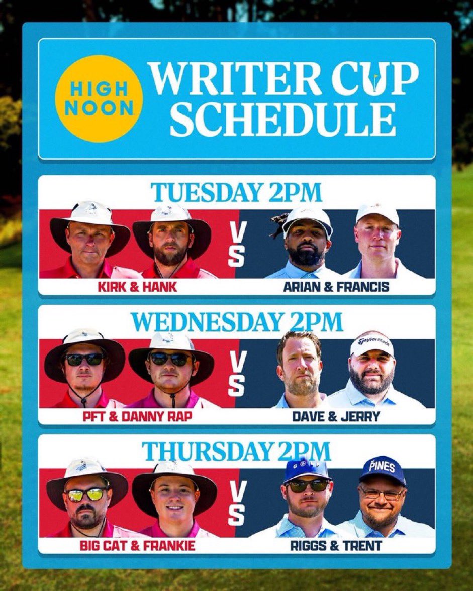 stoolpresidente's tweet photo. Writer Cup schedule for the rest of the week.

4 episodes also dropping next week Mon-Thurs, every day at 2pm on the Barstool YouTube https://t.co/joQeIyji32